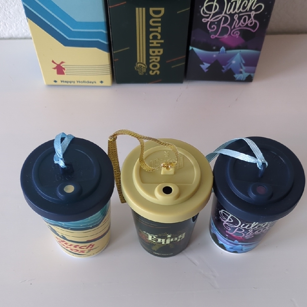 Set of 3 Dutch Bros Festive Holiday Plastic Ornament Cups - Picture 2 of 11